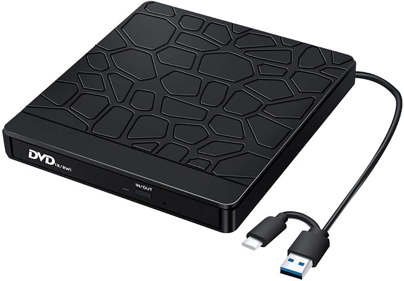 Photo 1 of External CD DVD Drive USB3.0/Type-C, Portable CD DVD +/-RW Optical Drive Burner (Wavy Appearance DVD)
