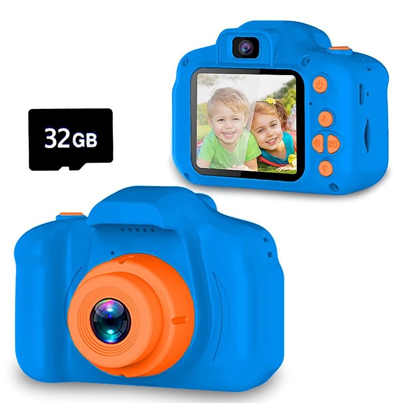 Photo 1 of Seckton Upgrade Kids Selfie Camera, Christmas Birthday Gifts for Boys Age 3-9, HD Digital Video Cameras for Toddler, Portable Toy for 3 4 5 6 7 8 Year Old Boy with 32GB SD Card-Navy Blue
