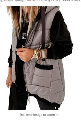 Photo 1 of Kaxindeb Women's SZ M Hooded Outwear Vest Lightweight Zipper Up Padded Gilet With Pockets
