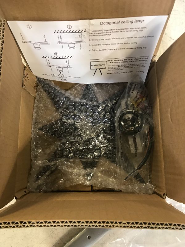 Photo 1 of Farmhouse Flush Mount Ceiling Light - Vintage Small Entryway Light Fixtures, E26 Unique Simple Black Metal Moravian Star Light for Hall Stair Foyer Closet Laundry Porch
