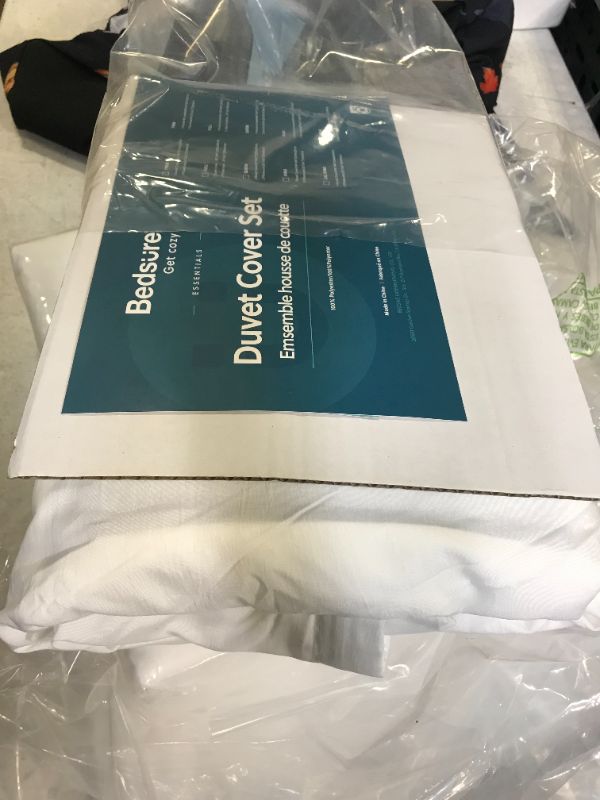 Photo 1 of Bedsure 100% Washed Cotton Duvet Covers Queen Size - White Comforter Cover Set 3 Pieces (1 Duvet Cover + 2 Pillow Shams)
