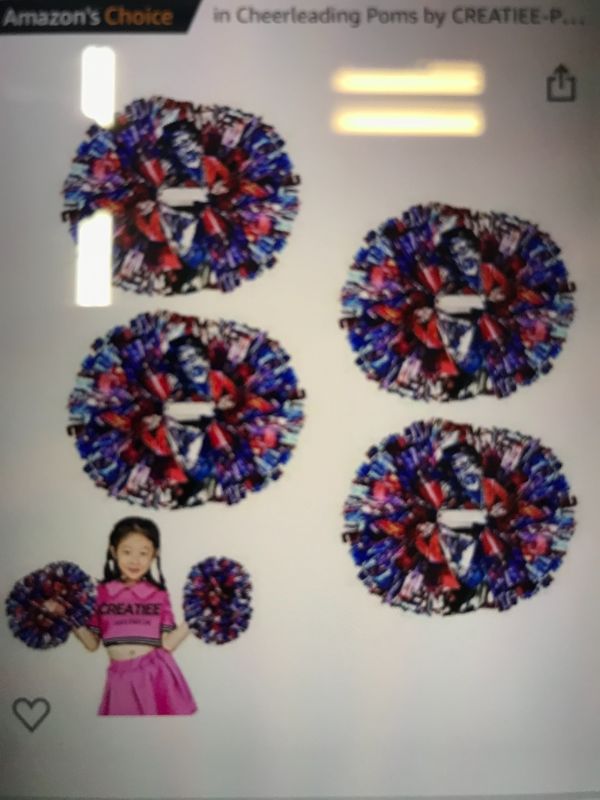 Photo 1 of 4PCS METALLIC CHEERLEADING POM POMS FOR KIDS CREATII 2 PAIR CHEERLEADER SQUAD POMPOMS