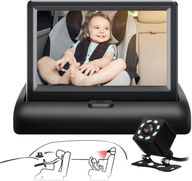 Photo 1 of VEKOOTO Baby Car Mirror, Baby Mirror for Car, Backseat Camera with Night Vision, The 4.3" HD Display Baby Car Monitor with Camera, Easily Observe The Baby's Move
