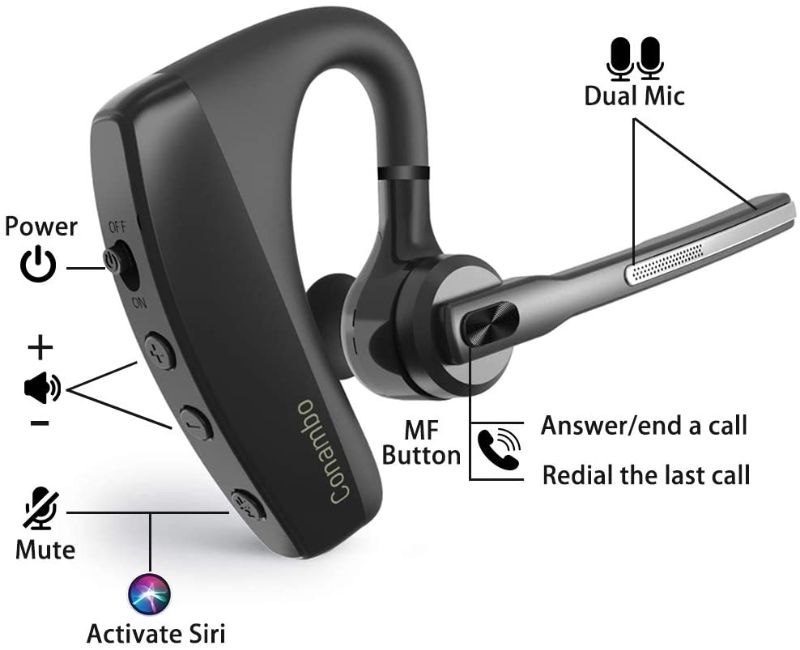 Photo 1 of Conambo Bluetooth Headset CVC8.0 Noise Cancelling Dual Mic, Wireless Bluetooth Earpiece V5.0 Hands-Free Earphones, Compatible with iPhone and Android Cell Phones Driver/Trucker/Business
