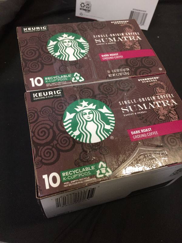 Photo 2 of 2 pk Starbucks Dark Roast K-Cup Coffee Pods — Italian Roast for Keurig Brewers — 1 box (10 pods) bb aug 04 2021
