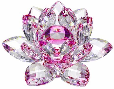 Photo 1 of Amlong Crystal Hue Reflection Crystal Lotus Flower with Gift Box, Pink (3 Inch)
