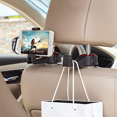 Photo 1 of 2Pack Car Seat Back Hooks, Universal Multifunctional Car Vehicle Back Seat headrest Mobile Phone Holder Hanger Holder Hook for Bag Purse Cloth Grocery (Silver)
