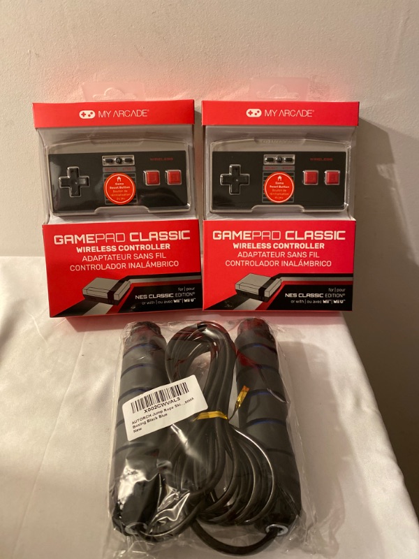 Photo 3 of 3PC LOT
Jump Rope Workout Skipping Rope for Exercise,Adjustable Jumping Rope Tangle-Free with Ball Bearings,Memory Foam Handles Rapid Speed Jump Rope Fit for Aerobic Exercise,Speed Training Endurance Workout

My Arcade GamePad Classic - Wireless Game Cont