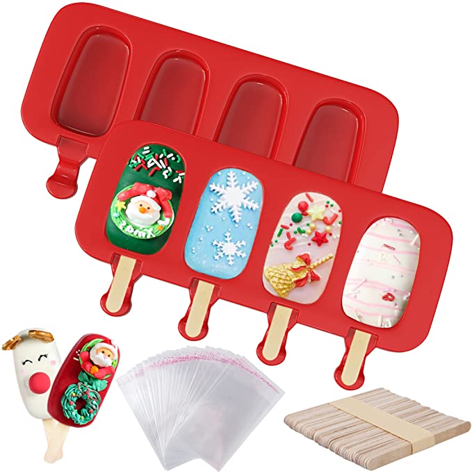 Photo 2 of 2PC LOT
Ozera 2 Pack Popsicle Molds, 4 Cavities Homemade Silicone Popsicle Molds Easy Release Ice Pop Molds with 50 Wooden Sticks for DIY Ice Popsicle

Ozera 2 Pack Popsicles Molds, Homemade Cake Pop Molds Cakesicle Molds Silicone, 4 Cavities Christmas Si