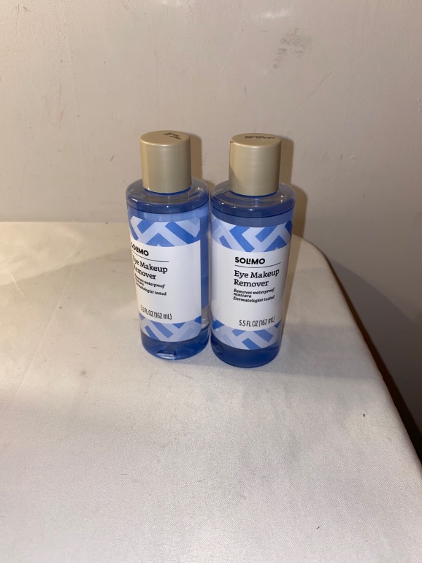 Photo 1 of 2PC LOT
Brand - Solimo Eye Makeup Remover, Removes Waterproof Mascara 5.5 Fluid Ounce, EXP, 03/2024, 2 COUNT