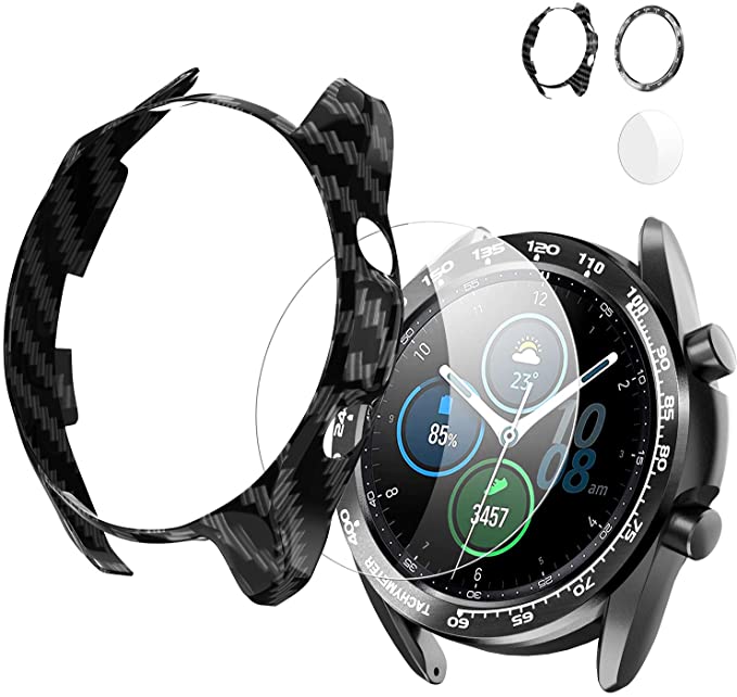 Photo 2 of 2PC LOT
Protector Case for Samsung Galaxy Watch 3 45mm Bling Diamond Case,HD Glass Screen Protector+Stainless Steel Adhesive Bezel Ring Protective Cover-Clear+Black …

Protector Case for Samsung Galaxy Watch 3 41mm, Wiki Valley PC Carbon Fiber Leather Des