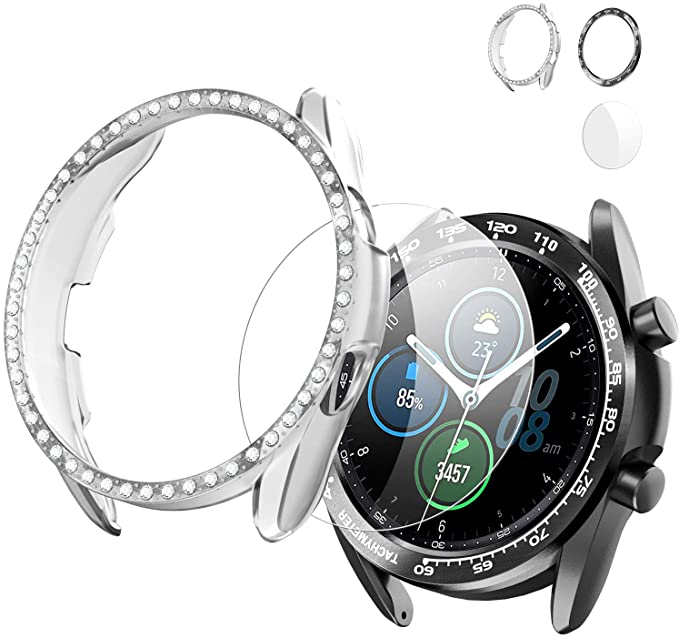 Photo 1 of 2PC LOT
Protector Case for Samsung Galaxy Watch 3 45mm Bling Diamond Case,HD Glass Screen Protector+Stainless Steel Adhesive Bezel Ring Protective Cover-Clear+Black …

Protector Case for Samsung Galaxy Watch 3 41mm, Wiki Valley PC Carbon Fiber Leather Des