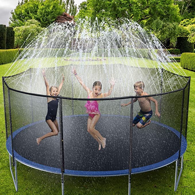 Photo 1 of Trampoline Sprinklers for Kids 49FT, Outdoor Water Play Sprinklers for Kids Fun Summer Water Toys, Water Games Yard Toys Sprinklers Backyard Sprayer Water Park for Age 5+