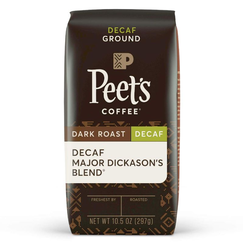 Photo 2 of 2PC LOT
Peet's Coffee, Major Dickason's Blend - Dark Roast Ground Coffee - 18 Ounce Bag, EXP 11/03/2021

Peet's Coffee, Decaf Major Dickason's Blend - Dark Roast Decaffeinated Ground Coffee - 10.5 Ounce Bag, EXP 09/08/2021