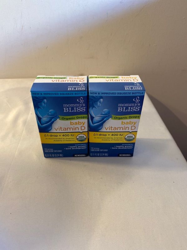 Photo 1 of 2PC LOT
Mommy's Bliss Organic Drops No Artificial Color, Vitamin D, 0.11 Fl Oz, EXP 02/2023, 2 COUNT, FACTORY SEALED 