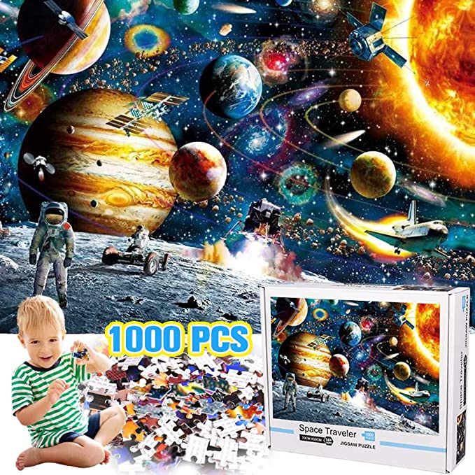 Photo 1 of Jigsaw Puzzle 1000 Piece Puzzles for Adults Kids Space Puzzle Game Toys Gift - Premium 3-Layer Thick White Paper, Sturdy, No Bad Smell