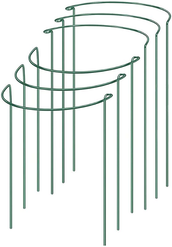 Photo 1 of 16" Green Half Round Plant Support Ring, 6 Pcs Plant Support Cages for Potted Plants, Tomato, Rose, Vine