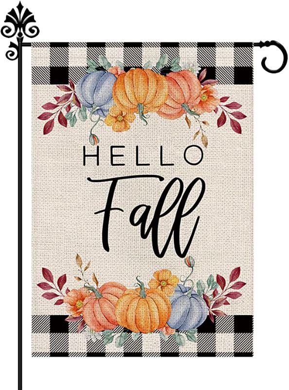 Photo 1 of 3PC LOT
Fall Flag Pumpkin Floral Flag Burlap Vertical Double Sided Outdoor Decorations Holiday Yard (Size-12.5'' x 18''), 3 COUNT