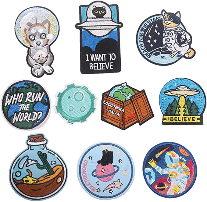 Photo 2 of 2PC LOT
Upriver 10PCS Applique Patches Mixed Day and Night Iron on Patches Cute Embroidered Sew on Applique Repair Patch Clothes for Arts Crafts DIY Accessory Jackets, Clothing, Backpack

Upriver 10PCS Applique Patches Mixed Cartoons Iron on Patches Cute 