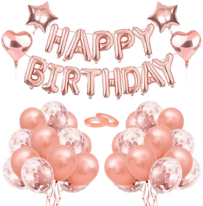 Photo 1 of 3PC LOT
Rose Gold Happy Birthday Decorations, Rose Gold Happy Birthday Balloons, Heart Star Foil Confetti Balloons, Happy Birthday Balloons Rose Gold for Women and Girl Sweet Birthday Party, 2 COUNT 

Birthday Party Cake Candle Decoration Cake Number Cand