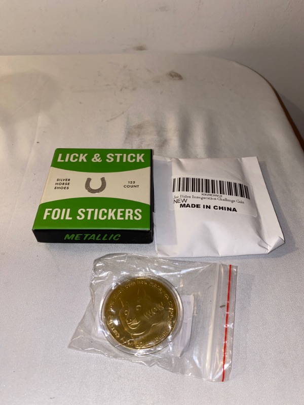 Photo 4 of 3PC LOT
Knock Knock Silver Horseshoes Lick and Stick Foil Stickers Mass Market Paperback – January 9, 2018

Strugglejewelry United States The 46th President Joe Biden Inauguration Challenge Coin

Dogecoin Coins Commemorative 2021 New Collectors Gold Plate