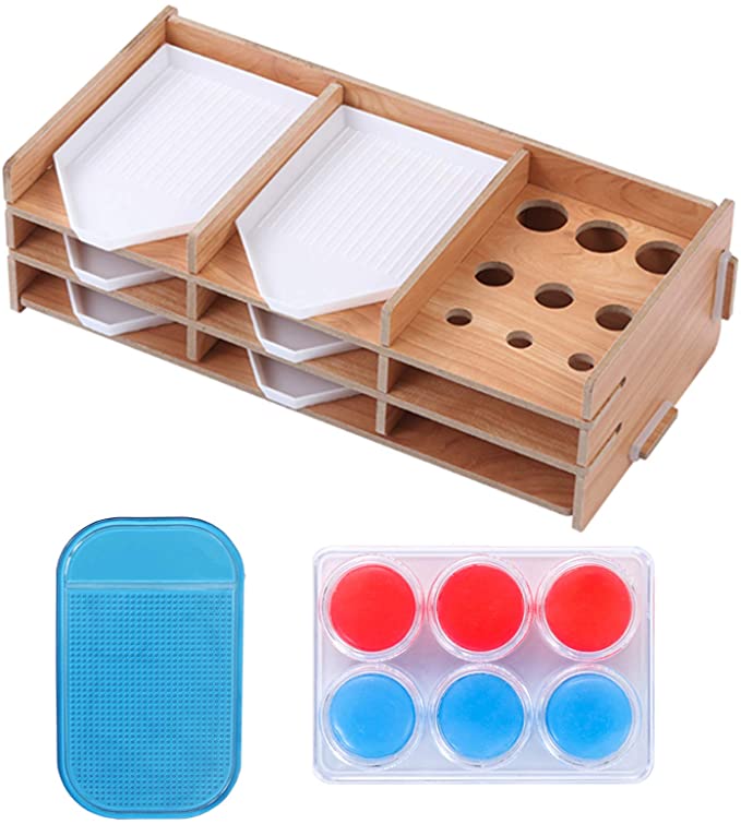 Photo 1 of 2PC LOT
Yushen Wooden Diamond Painting Tray with 9 Slots Point Drill Pen Organizer, 6 Pieces Wax Storage Case and Anti-Slip Sticky Mat Holder, Detachable Beading Storage Stand DIY Craft Tool Kits

Silicone Resin Measuring Cups Tool Kit, Reusable Nonstick 