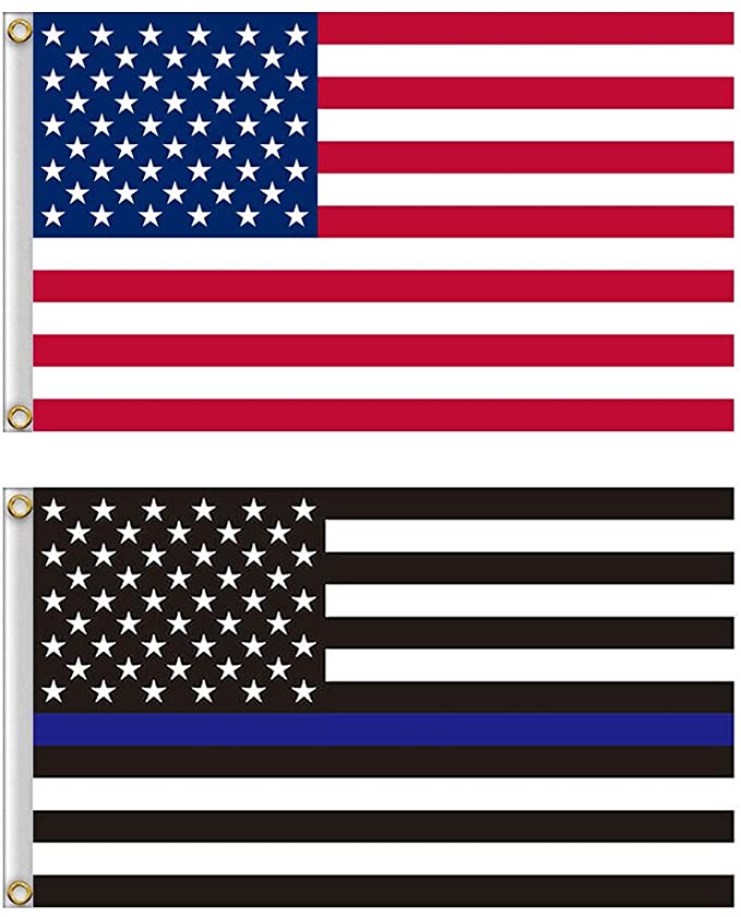 Photo 2 of 2PC LOT
Shmbada American USA Flag and Thin Blue Line Flag Kit with Brass Grommets, Premium Polyester Double Stitched Vivid Color Anti Fading, Outdoor Indoor Yard House Porch Flag, 3x5 Ft, 2 Pack

 Biden Flag - 2020 Biden for President Flag is Designed wit