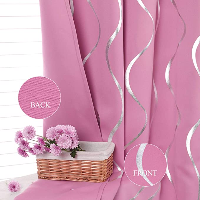 Photo 1 of Estelar Textiler Girls Bedroom Curtain Panels Short Blackout Curtains Window Curtains Door Curtain Blinds for Kitchen, 38W×18L, 2 Panels, Pink