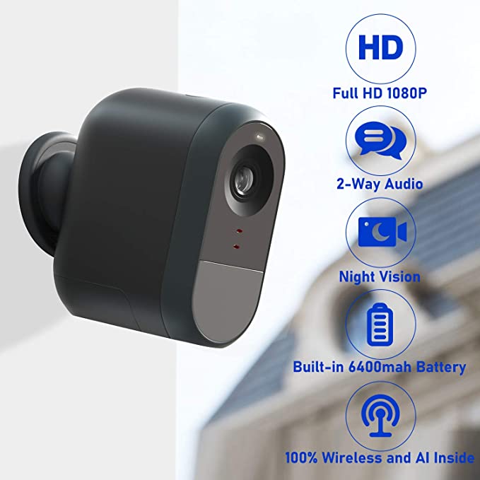 Photo 1 of LOYLOV Wireless Home Security Camera, WiFi IP Camera System with 6000 mAh Rechargeable Battery, Cloud Storage Included, 140° View, Night Vision, HD Video, 2-Way Audio, Wall Mount, Indoor/Outdoor Use