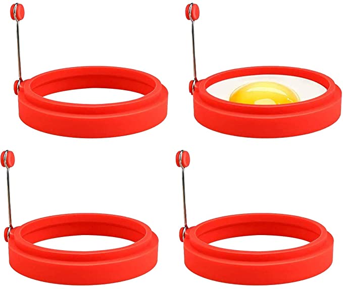 Photo 1 of Egg Ring Uncle Jack Egg Cooking Rings, 100% Food Grade Round Pancake Mold BPA Free, Durable & Reusable Silicone Ring Eggs, Non Stick Silicone Ring for Eggs (4 Pack)