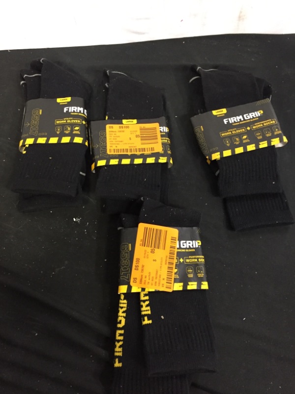 Photo 1 of FIRM GRIP BLACK WORK SOCKS, SIZE L
4 COIUNT 