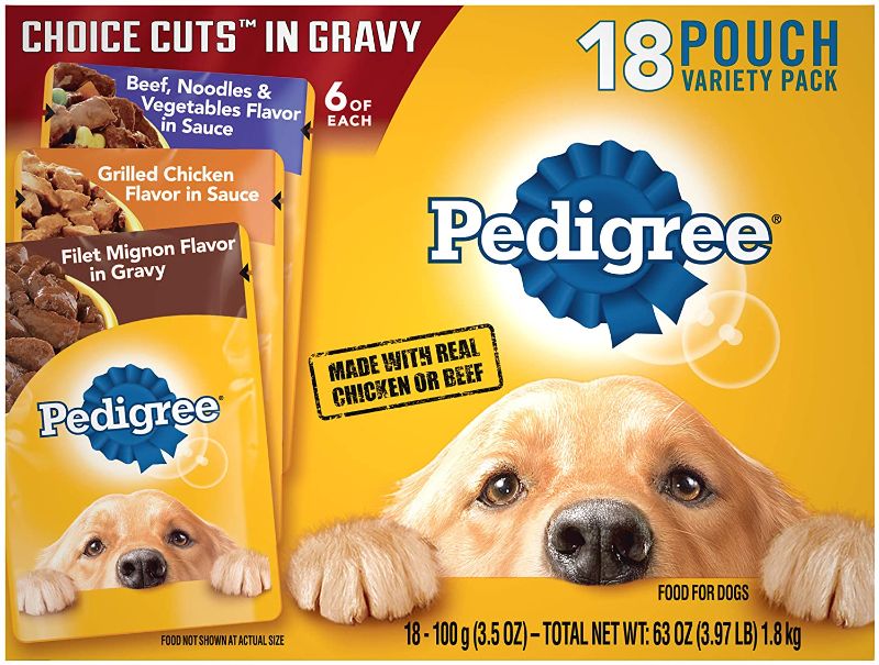 Photo 2 of 2PC LOT
Pet Soft Disposable Dog Wraps - Disposable Male Dog Diapers for Male Puppy Doggy Marking Incontinent 12-72 Counts

PEDIGREE Choice Cuts in Gravy Adult Wet Dog Food, 3.5 oz. Pouches EXP 06/2022

