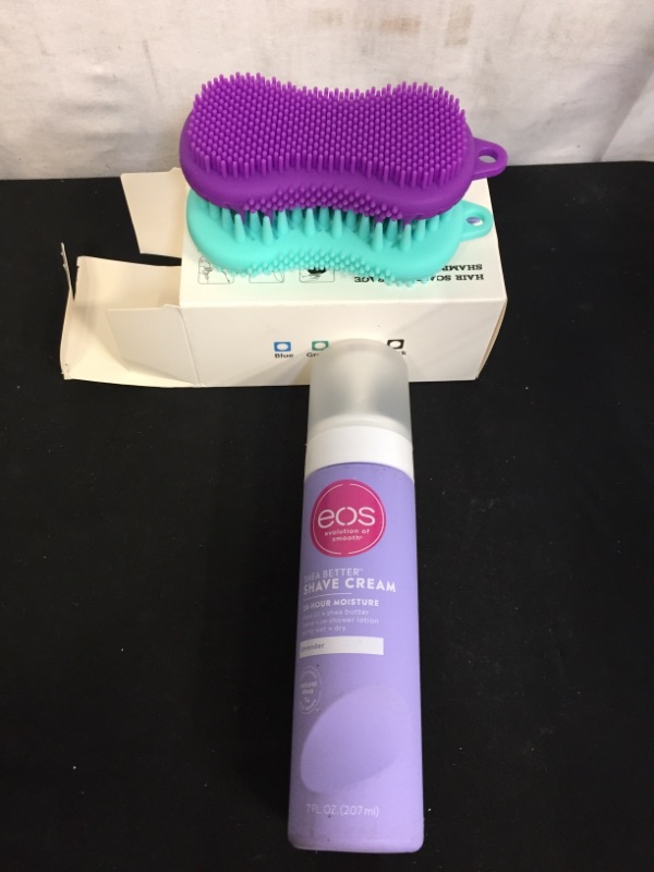 Photo 1 of 2PC LOT
Scalp Massager Shampoo Brush 2 Pack, HIPPIH Scalp Care 3 In 1 Soft Silicone Scalp Massager Hair Brushes for Women & Men, Scalp Brush Hair Scrubber Exfoliator for Dandruff, Hair Growth, Wash Hair, Bath

eos Shave Cream, Ultra Moisturizing, Lavender