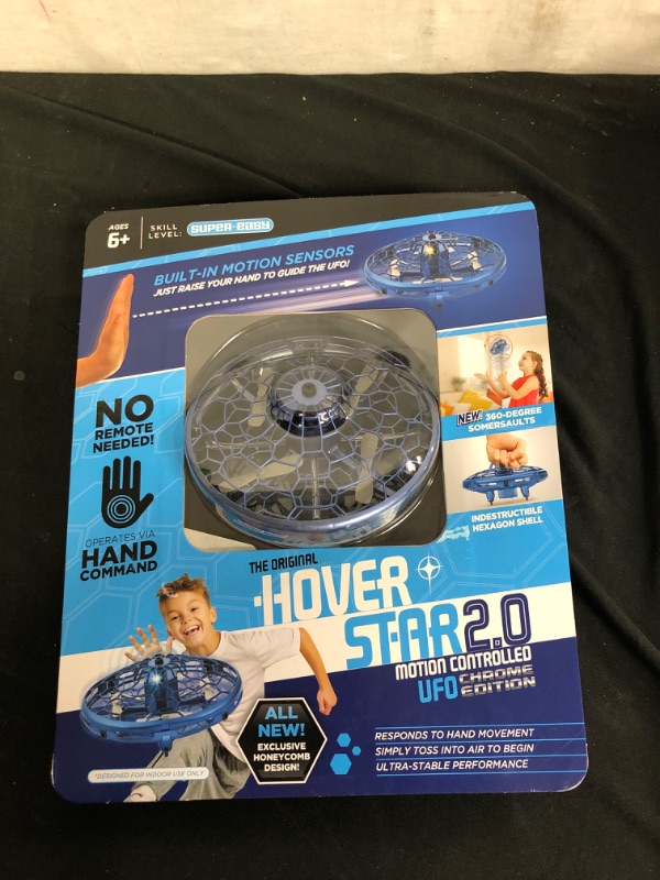 Photo 2 of Hover Star 2.0 Motion Controlled UFO, Chrome Edition - Blue
