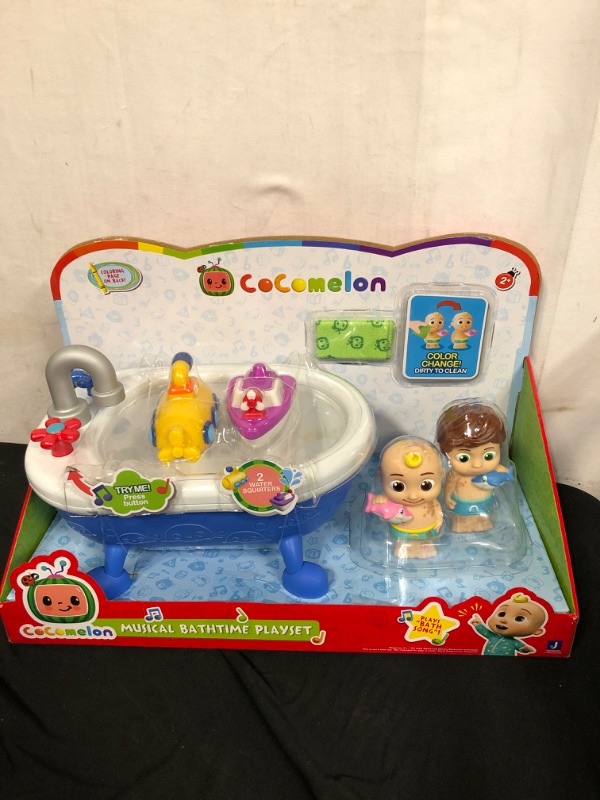 Photo 2 of Cocomelon, Musical Bathtime Playset, Includes JJ and Tomtom Figurines, Toys for Toddlers, Includes 12 Exclusive Cocomelon Stickers
