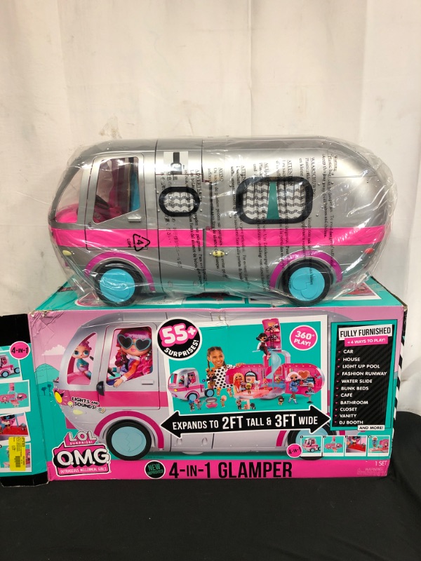 Photo 2 of LOL Surprise OMG Glamper Fashion Camper Doll Playset with 55+ Surprises, Fully-Furnished with Light Up Pool, Water Slide, Bunk Beds, Cafe, BBQ Grill, DJ Booth - Gift Toy for Girls Ages 4 5 6 7+ Years
