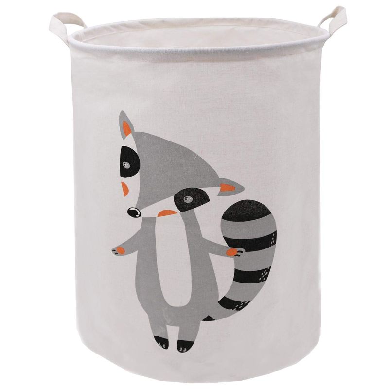 Photo 1 of Extra Large Grey Fox Laundry Basket 19.7x15.7 Inch, ZUEXT Canvas Storage Basket with Handles, Fabric Boys Toys Bin, Foldable Waterproof Baby Gift Basket for Nursery College Dorms Kids Bedroom Books
