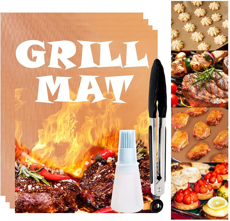 Photo 1 of Attmu Grill Mat Set of 4 Non-Stick BBQ Grill Mats for Outdoor Grill, Reusable Fiberglass Baking mat - Works on Electric Grill Gas Charcoal - 15.75 x 13 Inch (Copper)
2 COUNT 