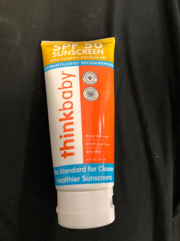 Photo 2 of Baby Sunscreen Natural Sunblock from Thinkbaby, Safe, Water Resistant Sunscreen - SPF 50+ (6 ounce)
EXP 04/2024
