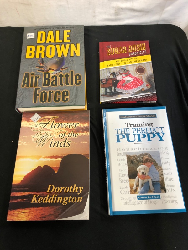 Photo 1 of 4PC LOT
Training the Perfect Puppy: A New Owner's Guide HARDCOVER

The Sugar Bush Chronicles: Adventures with the World's Most Photographed Squirrel Hardcover

Air Battle Force Hardcover

Flower of the Winds
by Dorothy Keddington


