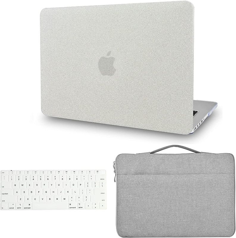 Photo 1 of KECC Compatible with MacBook Pro 13 inch Case 2020 2021 2022 with Touch Bar A2338 M1 A2289 A2251 Protective Plastic Hard Shell + Keyboard Cover + Sleeve Bag (Pearl White Sparkling)
