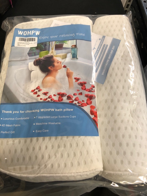 Photo 2 of Bath Pillow, 4D Breathable Mesh Bathtub Pillow, Luxury Spa Bathroom Pillow with 7 Powerful Suction Cups, Suitable for Head, Neck, Shoulder and Back Support, Soft and Comfortable
