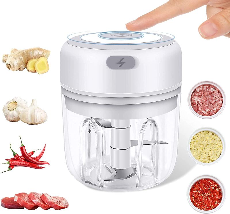 Photo 1 of GUBAY Electric Garlic Chopper 250 ML Mini Food Processor Mini Food Chopper with USB Charging for Slap Chop Onion Ginger Vegetable Pepper Spice Meat Baby Food Seasoning BPA Free