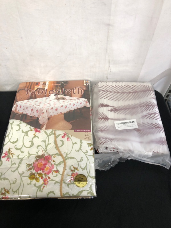 Photo 1 of 2PC LOT
RED AND GREY THROW  PILLOW CASES 
VINYL ROUND TABLE CLOTH 60"