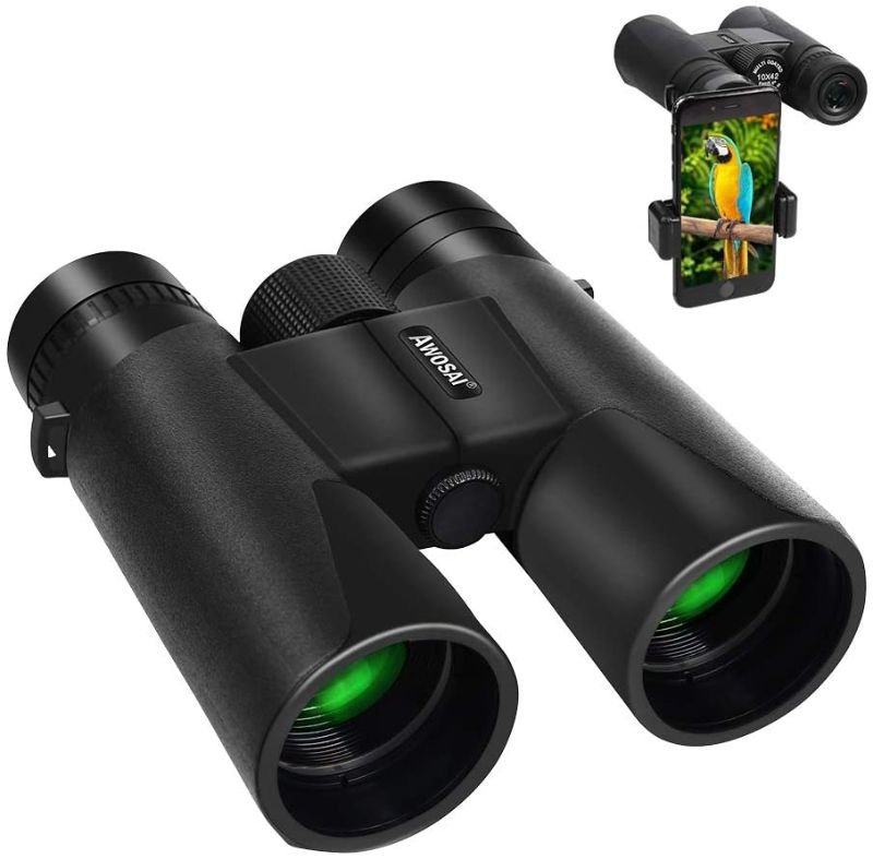 Photo 1 of 12x42 Binoculars for Adults, BAK4 Prism FMC Lens Large Eyepieces, HD Professional Binoculars for Bird Watching, Hunting, Hiking, Travel Sightseeing, Concerts, Sports with Smart Phone Adapter
