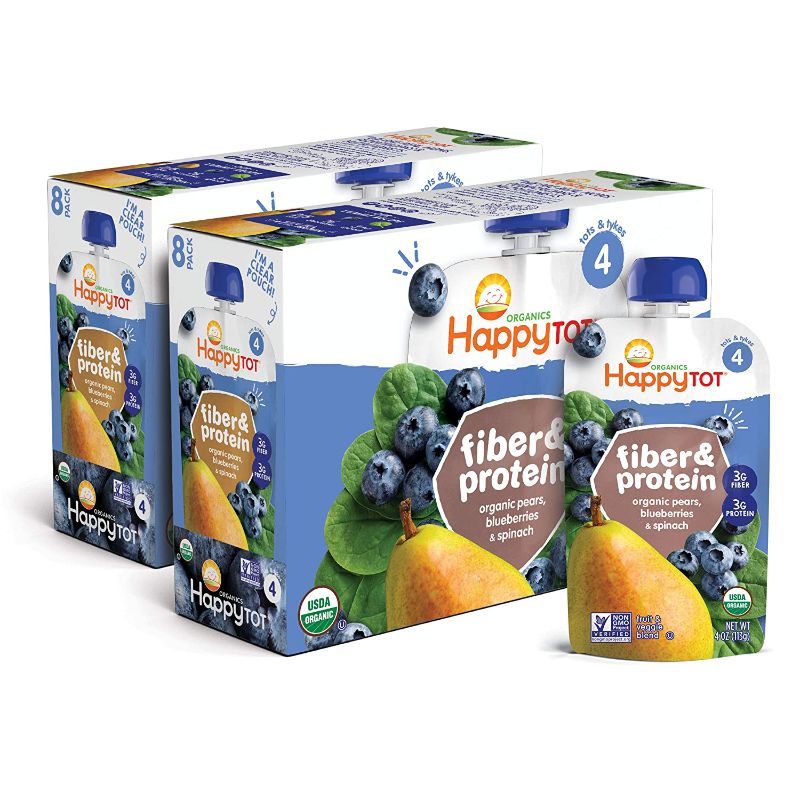 Photo 1 of HAPPYTOT Organic Stage 4 Fiber & Protein, Pears, Blueberries & Spinach, 4 Ounce (Pack of 16)
EXP 03/15/22