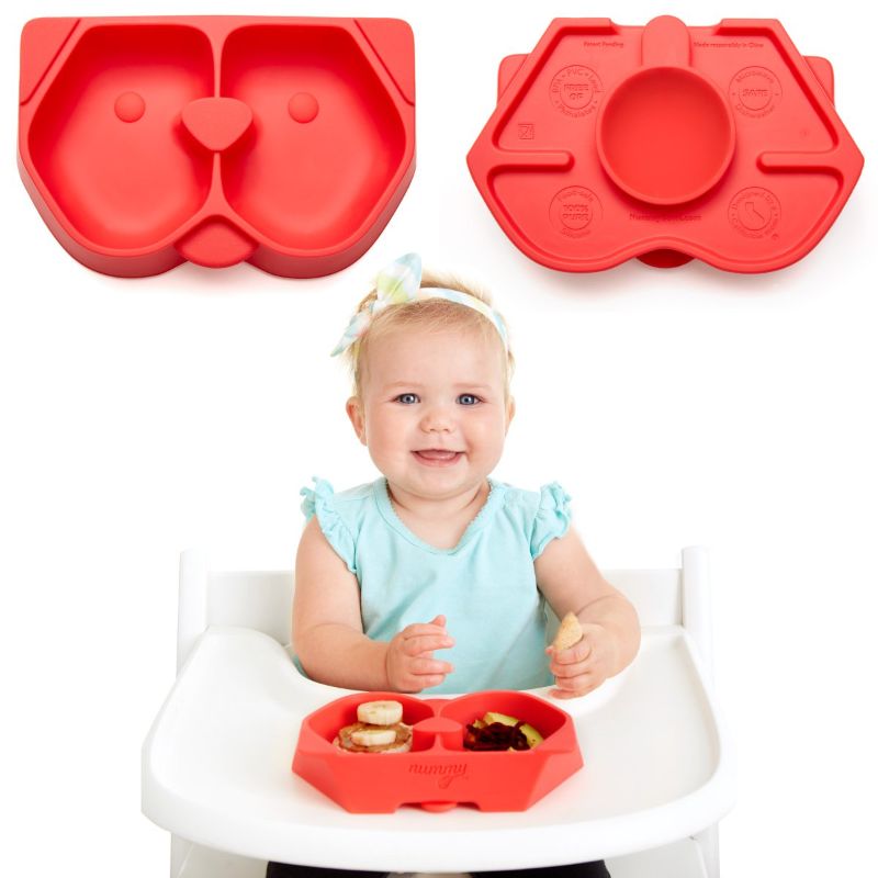 Photo 1 of Nummy Bowl - 100% LFGB Platinum Silicone Bowl with Hidden Suction Cup for Babies and Toddlers | Plastic-Free, Non-Toxic and Earth-Friendly | Microwave and Dishwasher Safe (Puppy Pal Collection, Red)
