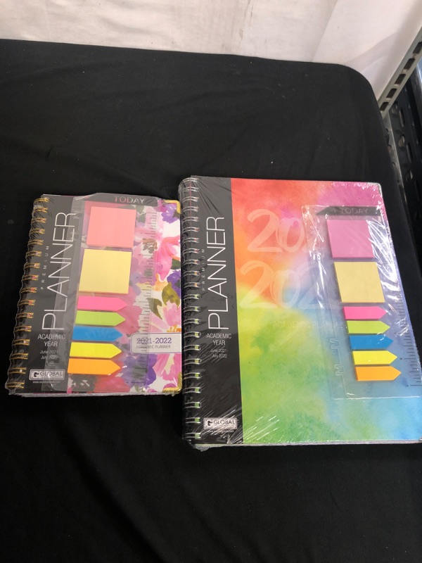 Photo 1 of 2PC LOT
HARDCOVER Academic Year 2021-2022 Planner: (June 2021 Through July 2022) 8.5"x11" Daily Weekly Monthly Planner Yearly Agenda. Bookmark, Pocket Folder and Sticky Note Set (Rainbow Watercolors)

ACADEMIC YEARLY AGENDA