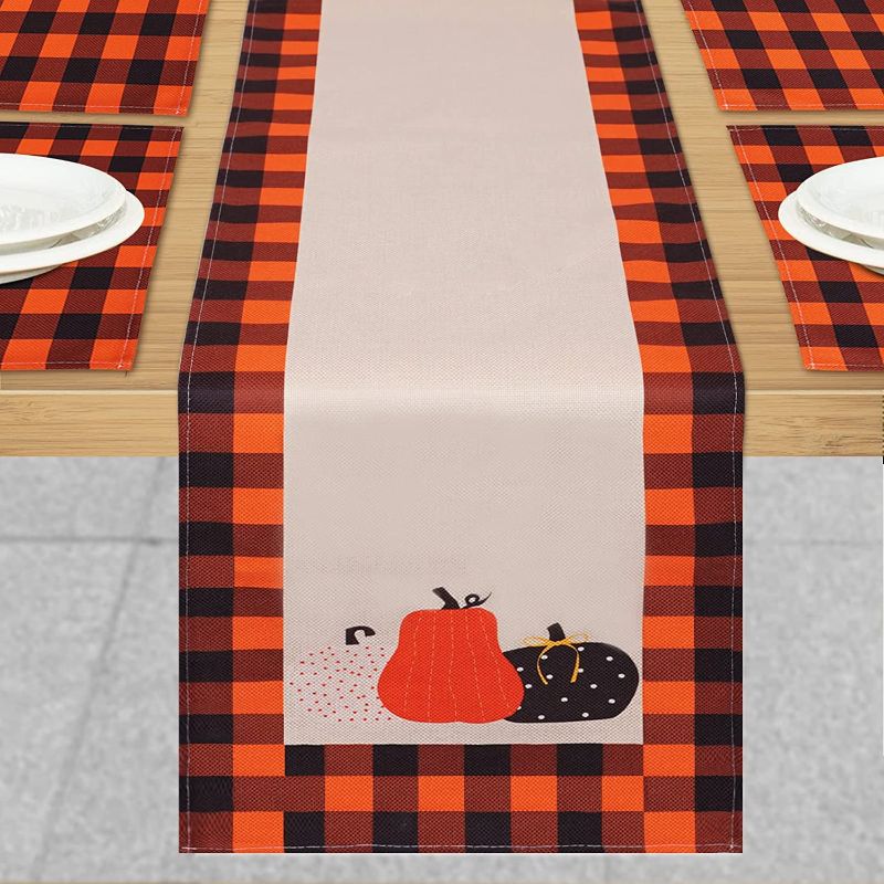 Photo 2 of 2PC LOT
HELAKU Christmas Tree Skirt Turquoise Tree Skirt, 50"

Dongzhur Thanksgiving & Fall Table Runner & Placemats Set of 4 - Autumn Fall Pumpkin 12x70 Inch Harvest Table Runner Set Orange Buffalo Cotton Linen Table Mats for Dining Table Kitchen Decorat