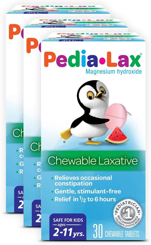 Photo 1 of Pedia-Lax Laxative Chewable Tablets for Kids, Ages 2-11, Watermelon Flavor, 30 Count (Pack of 3)
EXP 01/23